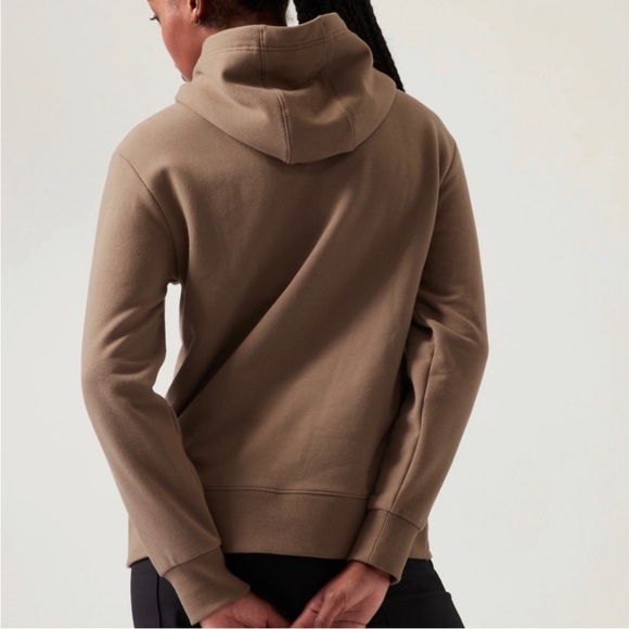 Athleta Retroplush Hoodie Sweatshirt Tan Beige Size Small - Picture 3 of 12